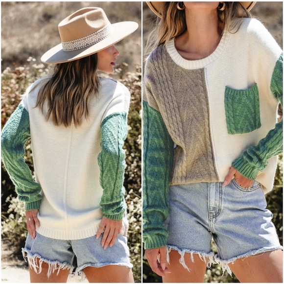 Mariana Blocked Sweater - Green - Picture 3 of 14